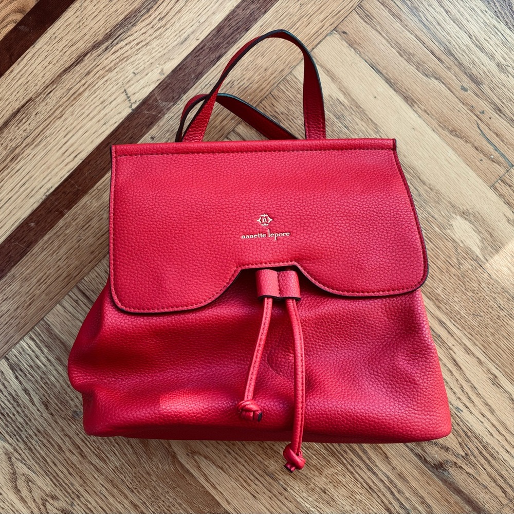 Nanette Lepore red convertible leather backpack/handbag